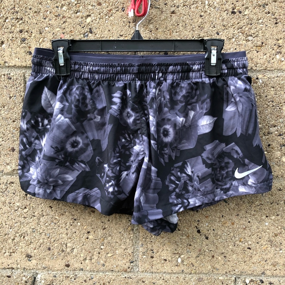 Nike Black and Gray Floral Athletic Shorts